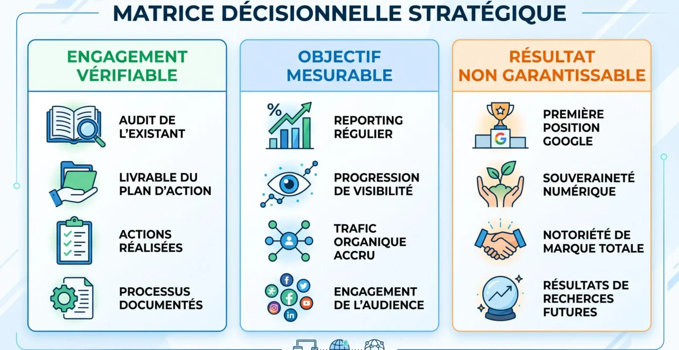 Matrice des engagements qu’une agence SEO peut proposer
